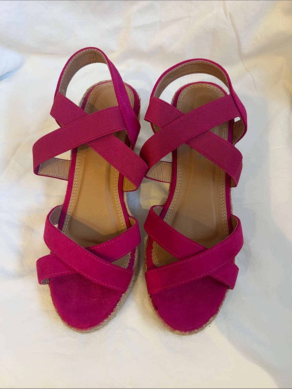 Fuchsia Crisscross Wedge Sandal from Spain for Women